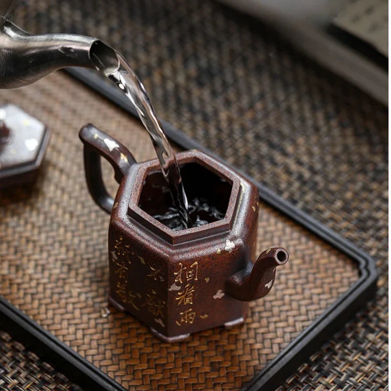 Full Handmade Yixing Zisha Teapot [Liufang Jin Zhong] (Firewood Fired Duan Ni - 150ml) - YIQIN TEA HOUSE | yiqinteahouse.com | <200ml, full handmade zisha teapot, teapot, teaware