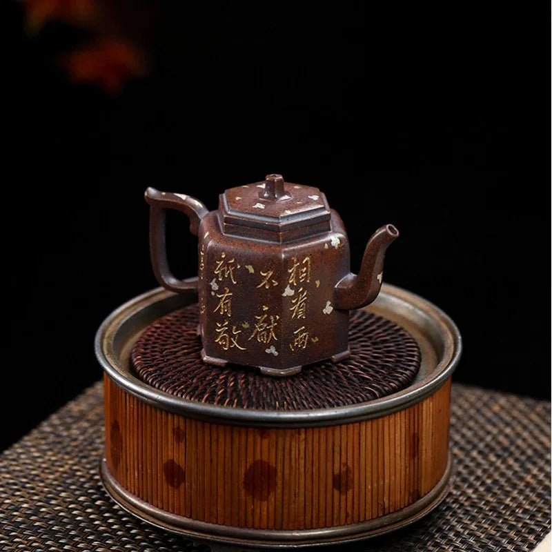 Full Handmade Yixing Zisha Teapot [Liufang Jin Zhong] (Firewood Fired Duan Ni - 150ml) - YIQIN TEA HOUSE | yiqinteahouse.com | <200ml, full handmade zisha teapot, teapot, teaware