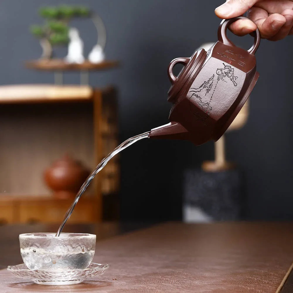 Full Handmade Yixing Zisha Teapot [Liufang Lai Cai Pot] (Zi Ni - 280ml) - YIQIN TEA HOUSE | yiqinteahouse.com | 200-300ml, full handmade zisha teapot, new arrival, teapot, teaware