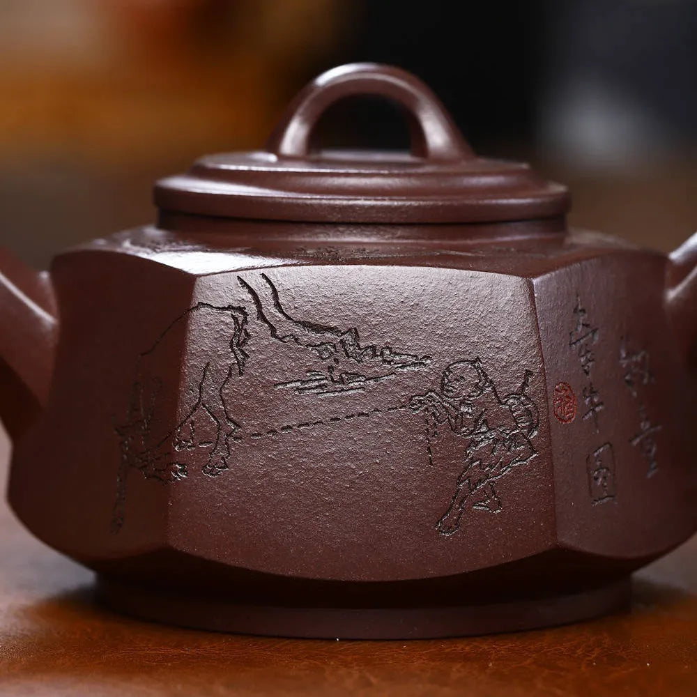 Full Handmade Yixing Zisha Teapot [Liufang Lai Cai Pot] (Zi Ni - 280ml) - YIQIN TEA HOUSE | yiqinteahouse.com | 200-300ml, full handmade zisha teapot, new arrival, teapot, teaware