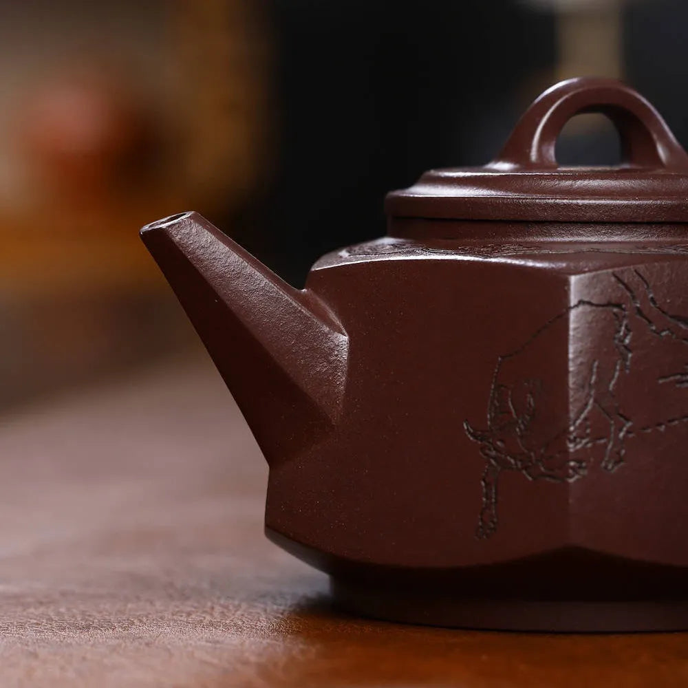 Full Handmade Yixing Zisha Teapot [Liufang Lai Cai Pot] (Zi Ni - 280ml) - YIQIN TEA HOUSE | yiqinteahouse.com | 200-300ml, full handmade zisha teapot, new arrival, teapot, teaware