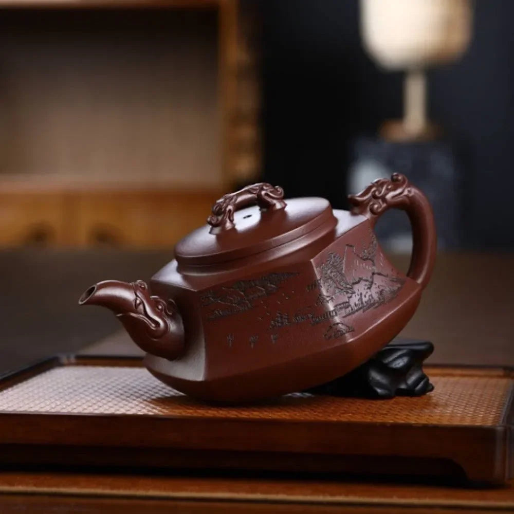 Full Handmade Yixing Zisha Teapot [Liufang Long Pot] (Zi Ni - 450ml) - YIQIN TEA HOUSE | yiqinteahouse.com | >300ml, full handmade zisha teapot, new arrival, teapot, teaware
