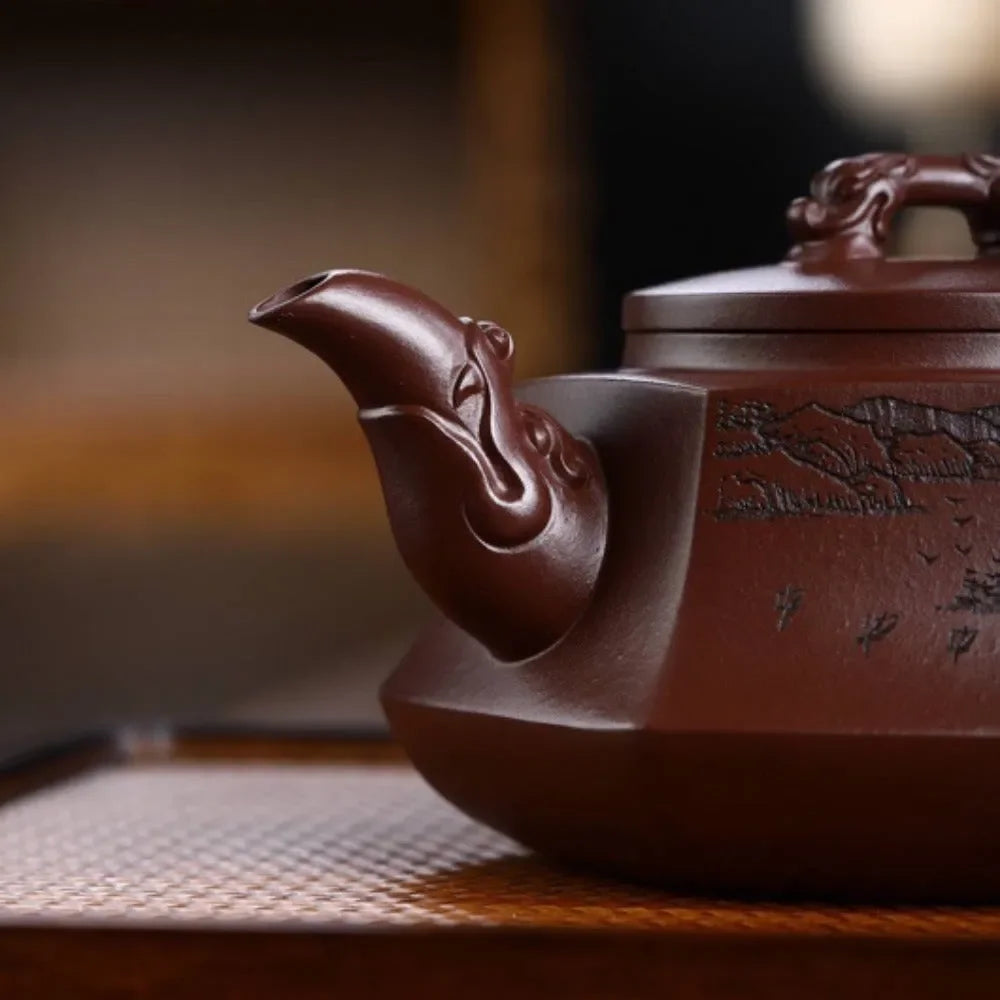Full Handmade Yixing Zisha Teapot [Liufang Long Pot] (Zi Ni - 450ml) - YIQIN TEA HOUSE | yiqinteahouse.com | >300ml, full handmade zisha teapot, new arrival, teapot, teaware