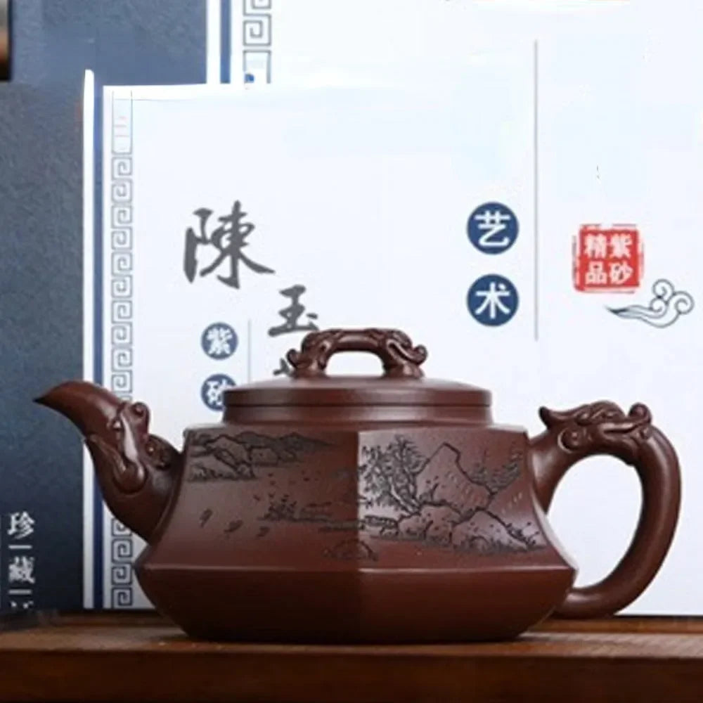 Full Handmade Yixing Zisha Teapot [Liufang Long Pot] (Zi Ni - 450ml) - YIQIN TEA HOUSE | yiqinteahouse.com | >300ml, full handmade zisha teapot, new arrival, teapot, teaware