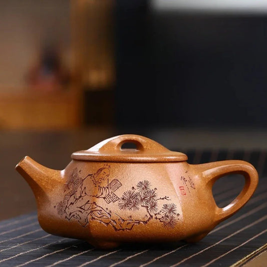 Teko Zisha Yixing Buatan Tangan Sepenuhnya [Periuk Liufang Shi Piao] (Wucai Lao Duan Ni - 230ml)