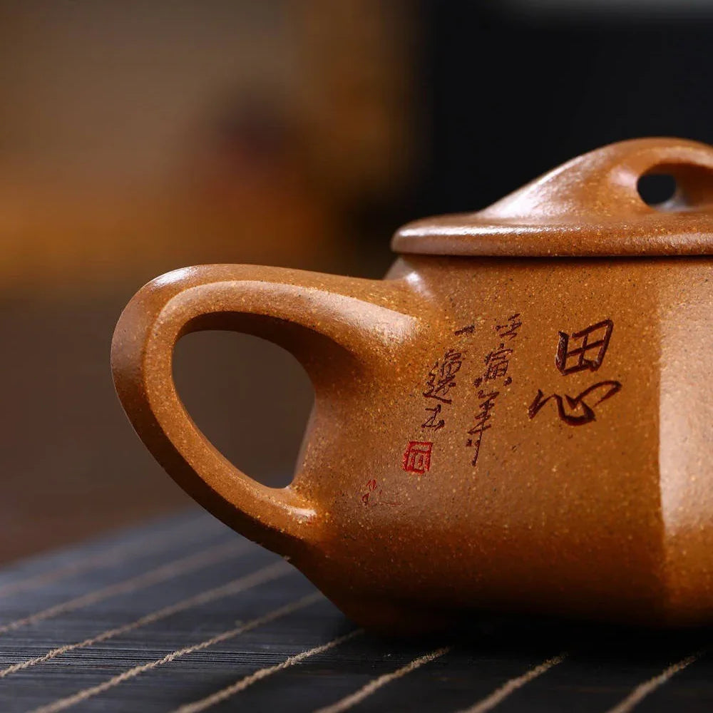 Teko Zisha Yixing Buatan Tangan Sepenuhnya [Periuk Liufang Shi Piao] (Wucai Lao Duan Ni - 230ml)