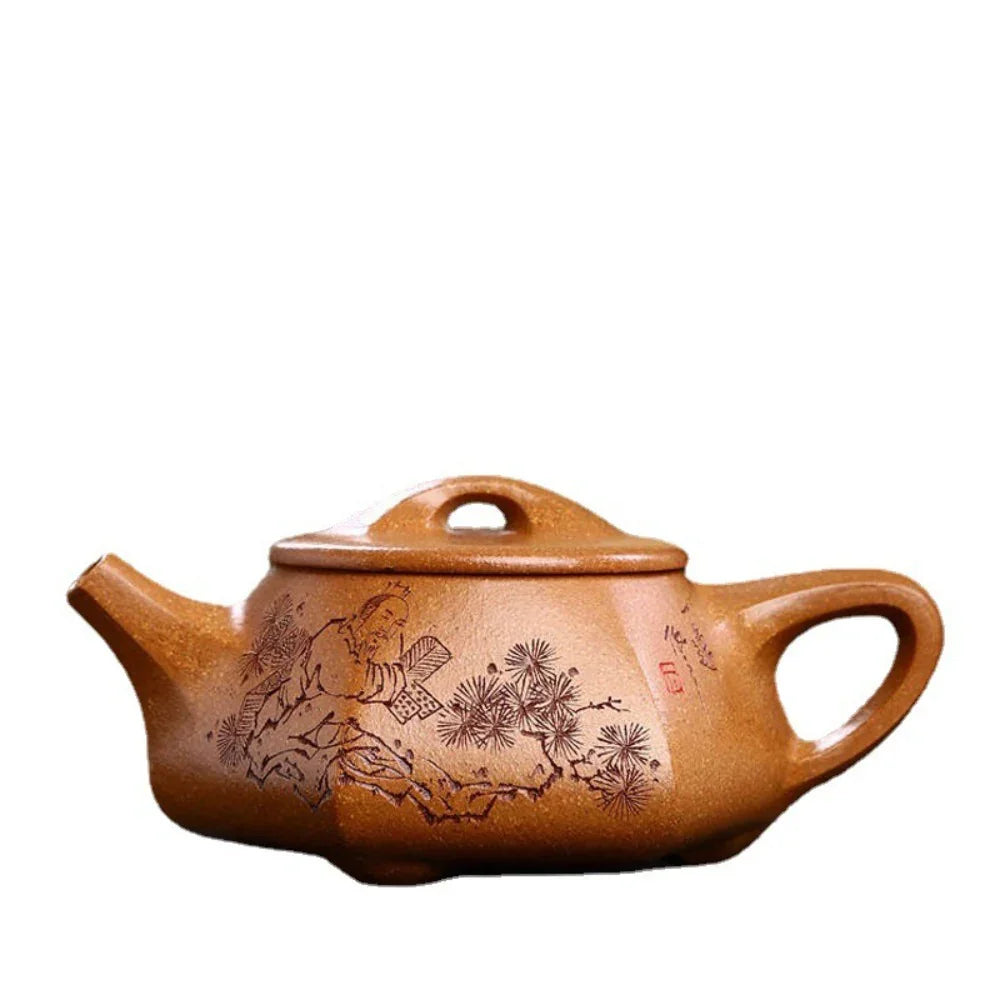 Teko Zisha Yixing Buatan Tangan Sepenuhnya [Periuk Liufang Shi Piao] (Wucai Lao Duan Ni - 230ml)