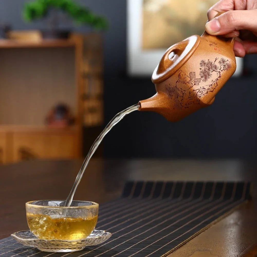 Teko Zisha Yixing Buatan Tangan Sepenuhnya [Periuk Liufang Shi Piao] (Wucai Lao Duan Ni - 230ml)