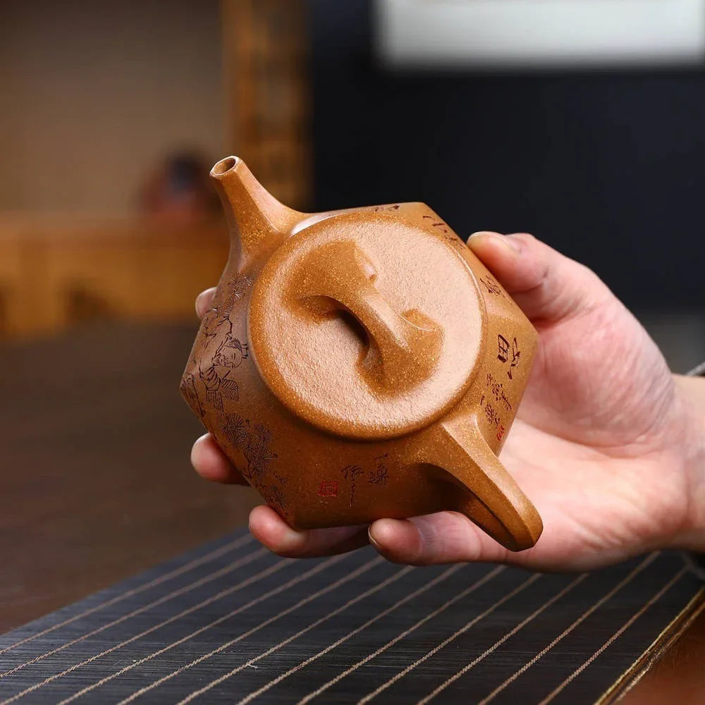 Teko Zisha Yixing Buatan Tangan Sepenuhnya [Periuk Liufang Shi Piao] (Wucai Lao Duan Ni - 230ml)