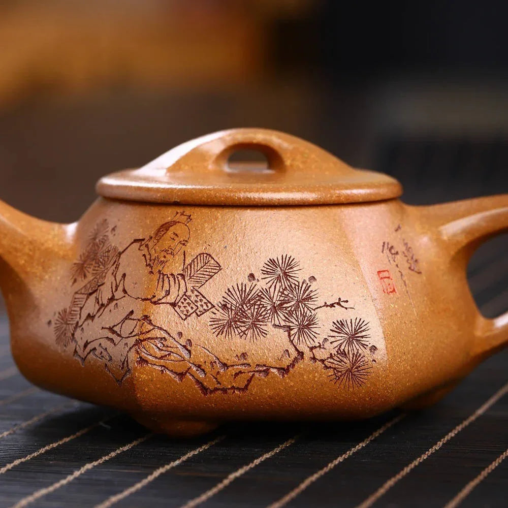 Teko Zisha Yixing Buatan Tangan Sepenuhnya [Periuk Liufang Shi Piao] (Wucai Lao Duan Ni - 230ml)