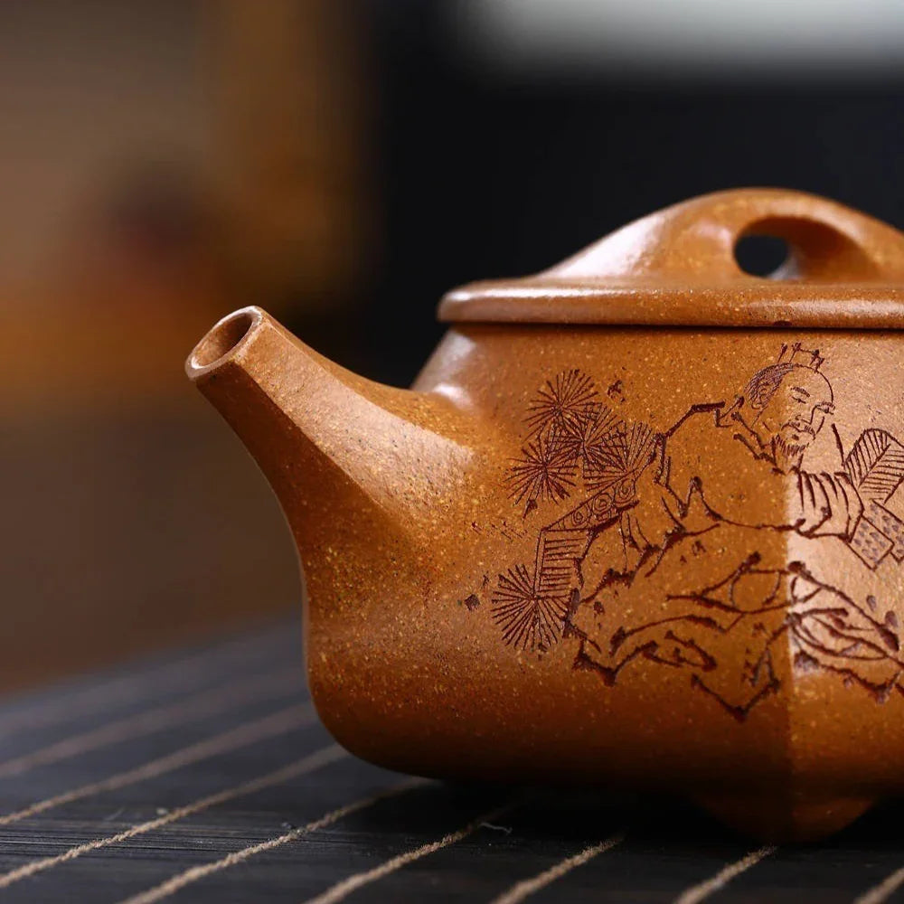 Teko Zisha Yixing Buatan Tangan Sepenuhnya [Periuk Liufang Shi Piao] (Wucai Lao Duan Ni - 230ml)