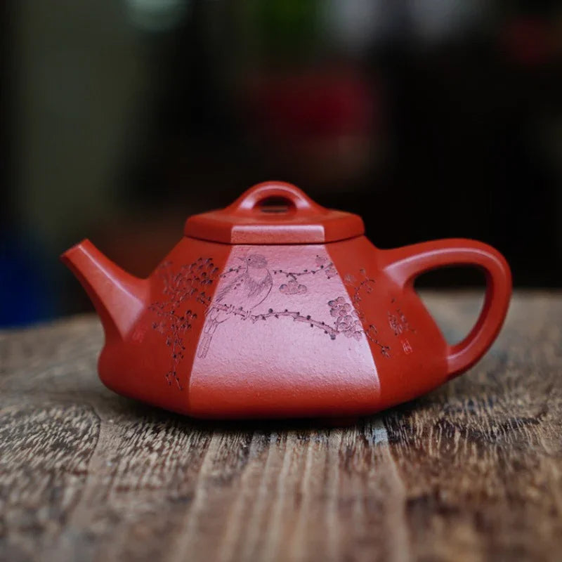 Full Handmade Yixing Zisha Teapot [Liufang Shi Piao Pot] (Zhu Ni - 120ml)