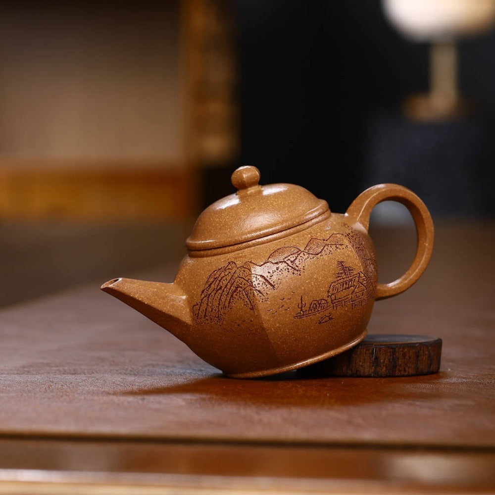 Full Handmade Yixing Zisha Teapot [Liufang Shuiping Pot] (Wucai Lao Duan Ni - 150ml) - YIQIN TEA HOUSE | yiqinteahouse.com | <200ml, full handmade zisha teapot, new arrival, teapot, teaware