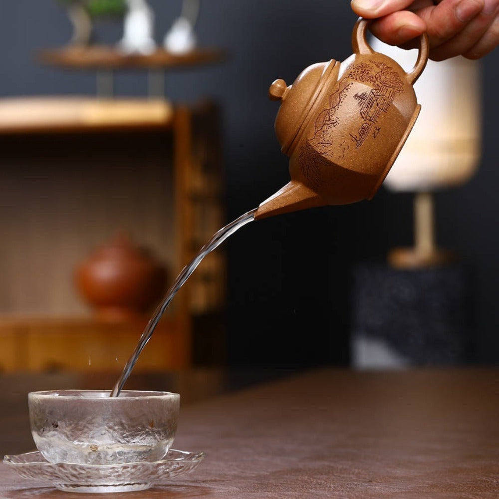 Full Handmade Yixing Zisha Teapot [Liufang Shuiping Pot] (Wucai Lao Duan Ni - 150ml) - YIQIN TEA HOUSE | yiqinteahouse.com | <200ml, full handmade zisha teapot, new arrival, teapot, teaware