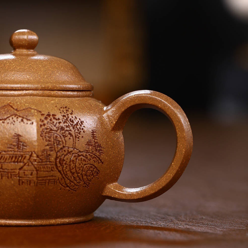 Full Handmade Yixing Zisha Teapot [Liufang Shuiping Pot] (Wucai Lao Duan Ni - 150ml) - YIQIN TEA HOUSE | yiqinteahouse.com | <200ml, full handmade zisha teapot, new arrival, teapot, teaware