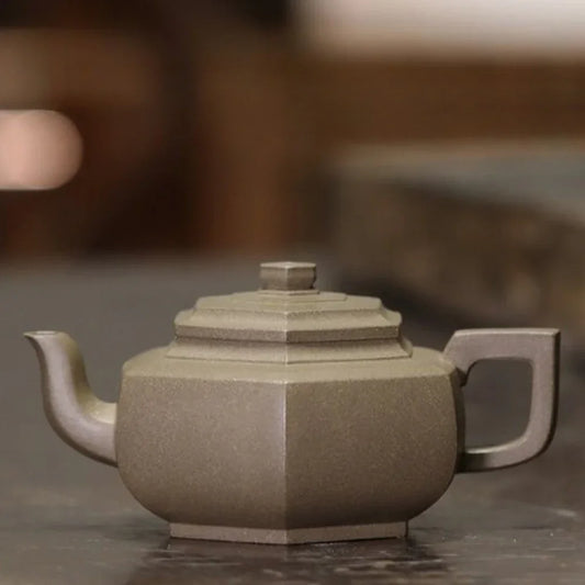Teko Zisha Yixing Buatan Tangan Sepenuhnya [Liufang Xue Hua Pot] (Qing Duan Ni - 170ml)