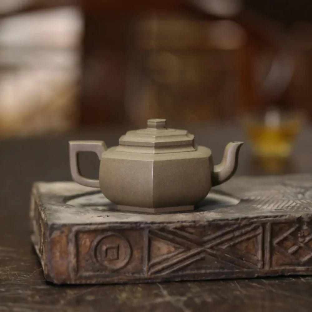 Teko Zisha Yixing Buatan Tangan Sepenuhnya [Liufang Xue Hua Pot] (Qing Duan Ni - 170ml)