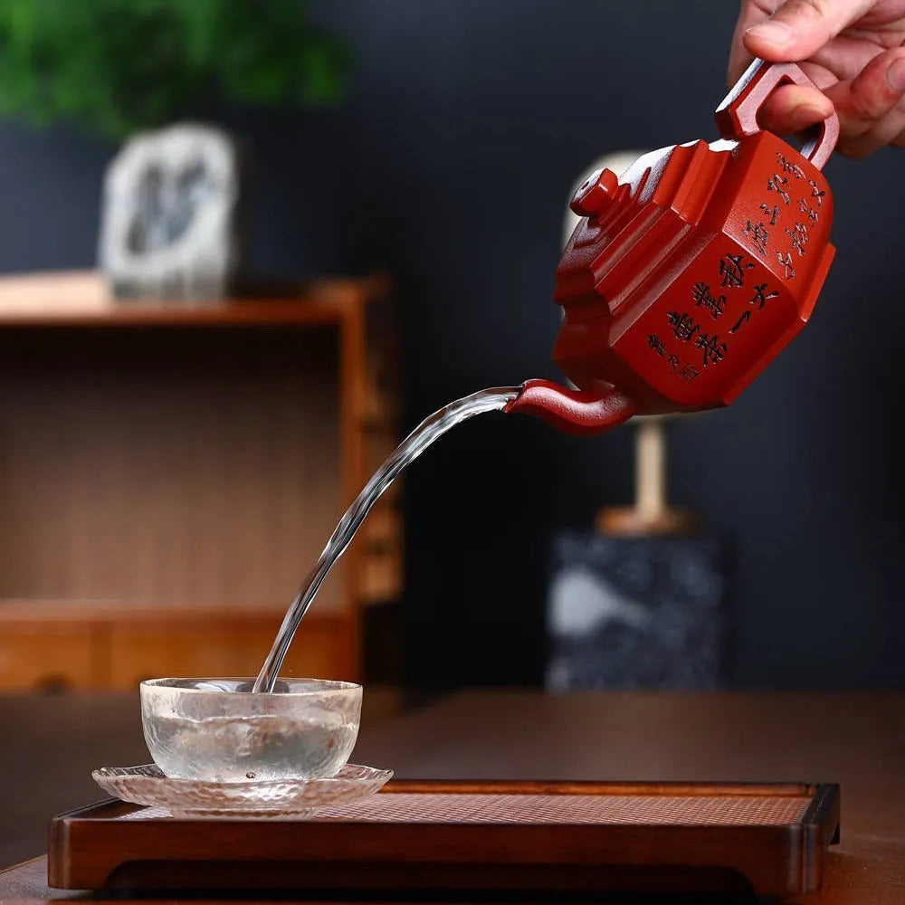 Full Handmade Yixing Zisha Teapot [Liufang Xue Hua Pot] (Zhu Ni - 350ml) - YIQIN TEA HOUSE | yiqinteahouse.com | 300ml, full handmade zisha teapot, new arrival, teapot, teaware