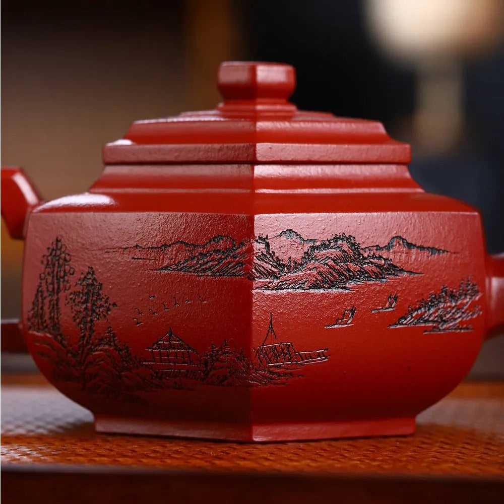 Full Handmade Yixing Zisha Teapot [Liufang Xue Hua Pot] (Zhu Ni - 350ml) - YIQIN TEA HOUSE | yiqinteahouse.com | 300ml, full handmade zisha teapot, new arrival, teapot, teaware