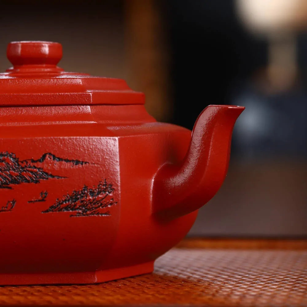 Full Handmade Yixing Zisha Teapot [Liufang Xue Hua Pot] (Zhu Ni - 350ml) - YIQIN TEA HOUSE | yiqinteahouse.com | 300ml, full handmade zisha teapot, new arrival, teapot, teaware