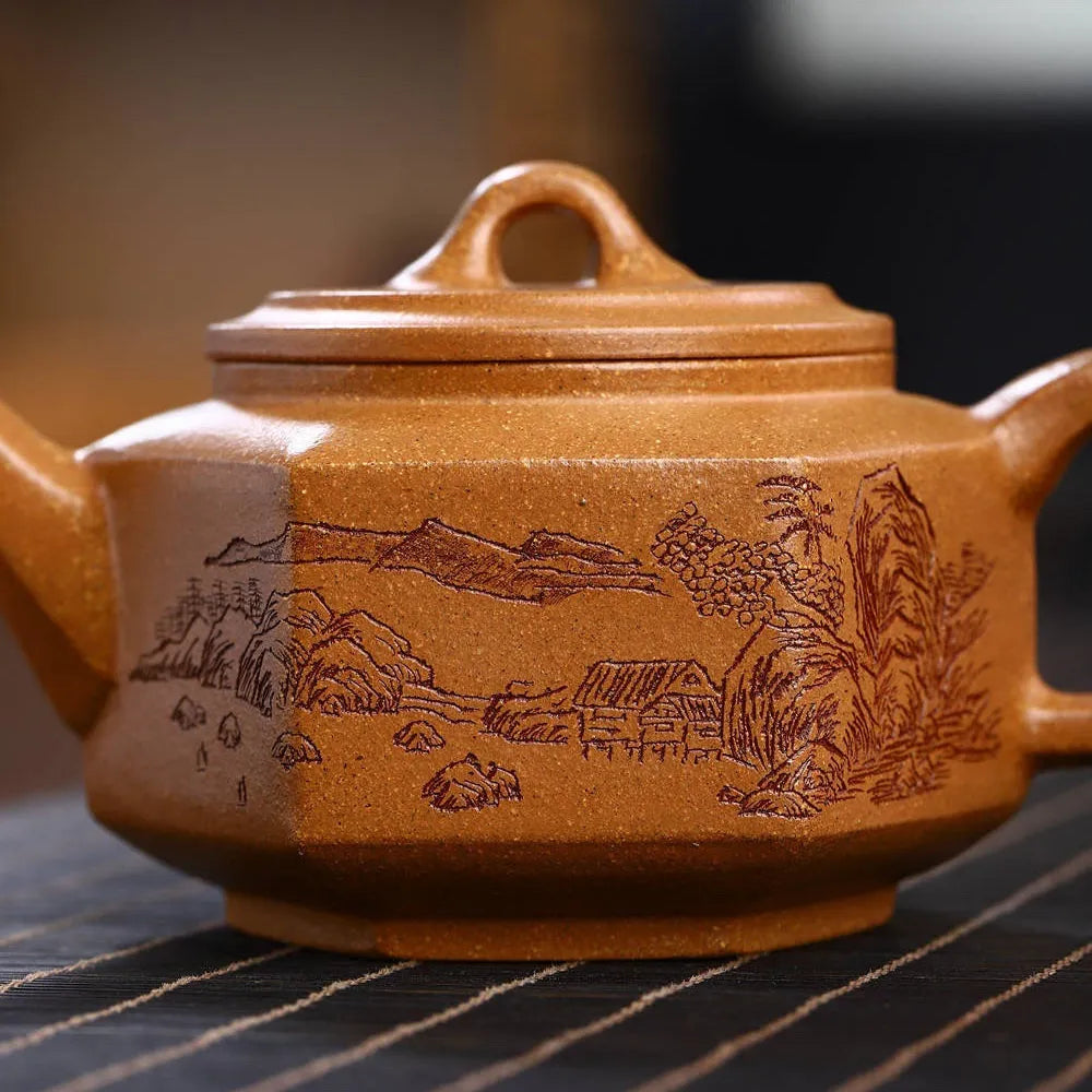 Full Handmade Yixing Zisha Teapot [Liufang Ya Yun Pot] (Wucai Lao Duan Ni - 280ml) - YIQIN TEA HOUSE | yiqinteahouse.com | 200-300ml, full handmade zisha teapot, new arrival, teapot, teaware