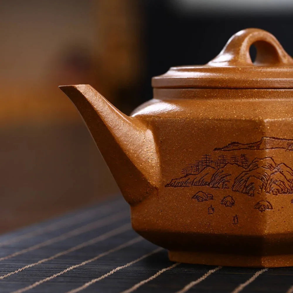 Full Handmade Yixing Zisha Teapot [Liufang Ya Yun Pot] (Wucai Lao Duan Ni - 280ml) - YIQIN TEA HOUSE | yiqinteahouse.com | 200-300ml, full handmade zisha teapot, new arrival, teapot, teaware