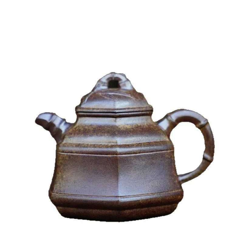 Théière Yixing Zisha entièrement faite à la main [Pot Liufang Zhu Ding] (Qing Duan Ni Firewood - 180 ml)