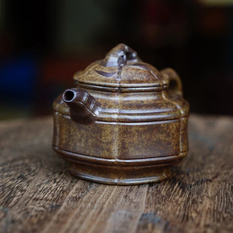 Teko Zisha Yixing Buatan Tangan Sepenuhnya [Periuk Liufang Zhu Gu] (Qing Duan Ni Dibakar Kayu Api - 200ml)