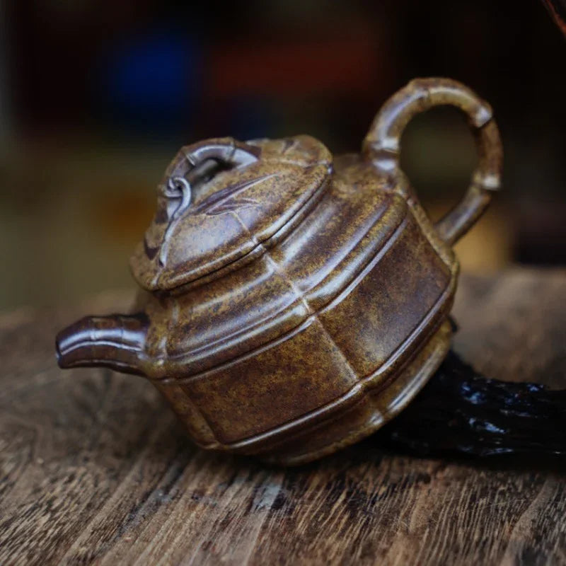 Teko Zisha Yixing Buatan Tangan Sepenuhnya [Periuk Liufang Zhu Gu] (Qing Duan Ni Dibakar Kayu Api - 200ml)