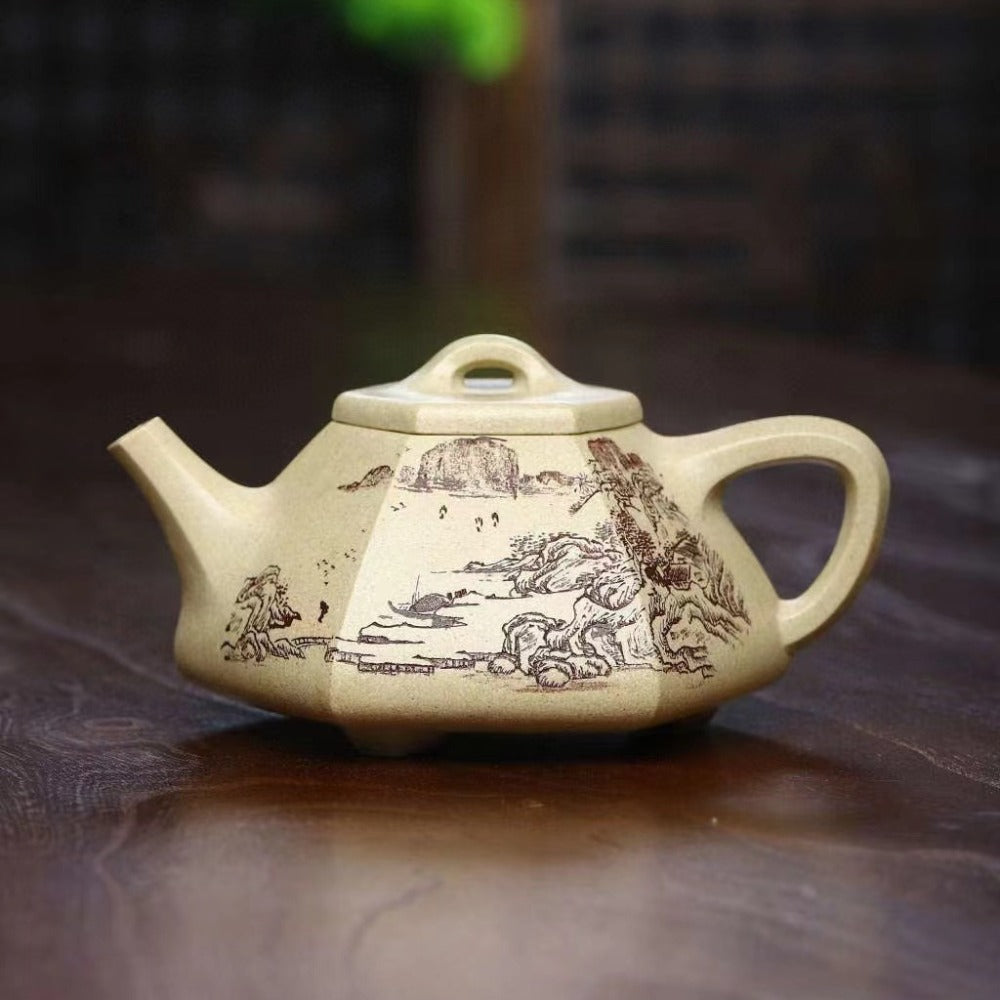 Full Handmade Yixing Zisha Teapot [Liufang Ziye Shi Piao Pot] (Bensan Lu Ni - 300ml) - YIQIN TEA HOUSE | yiqinteahouse.com | 200-300ml, full handmade zisha teapot, new arrival, teapot, teaware