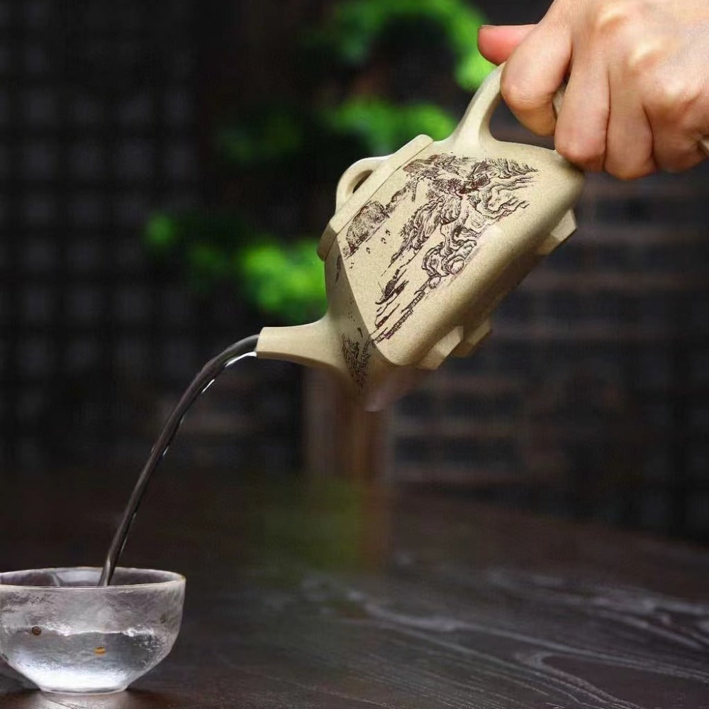 Full Handmade Yixing Zisha Teapot [Liufang Ziye Shi Piao Pot] (Bensan Lu Ni - 300ml) - YIQIN TEA HOUSE | yiqinteahouse.com | 200-300ml, full handmade zisha teapot, new arrival, teapot, teaware