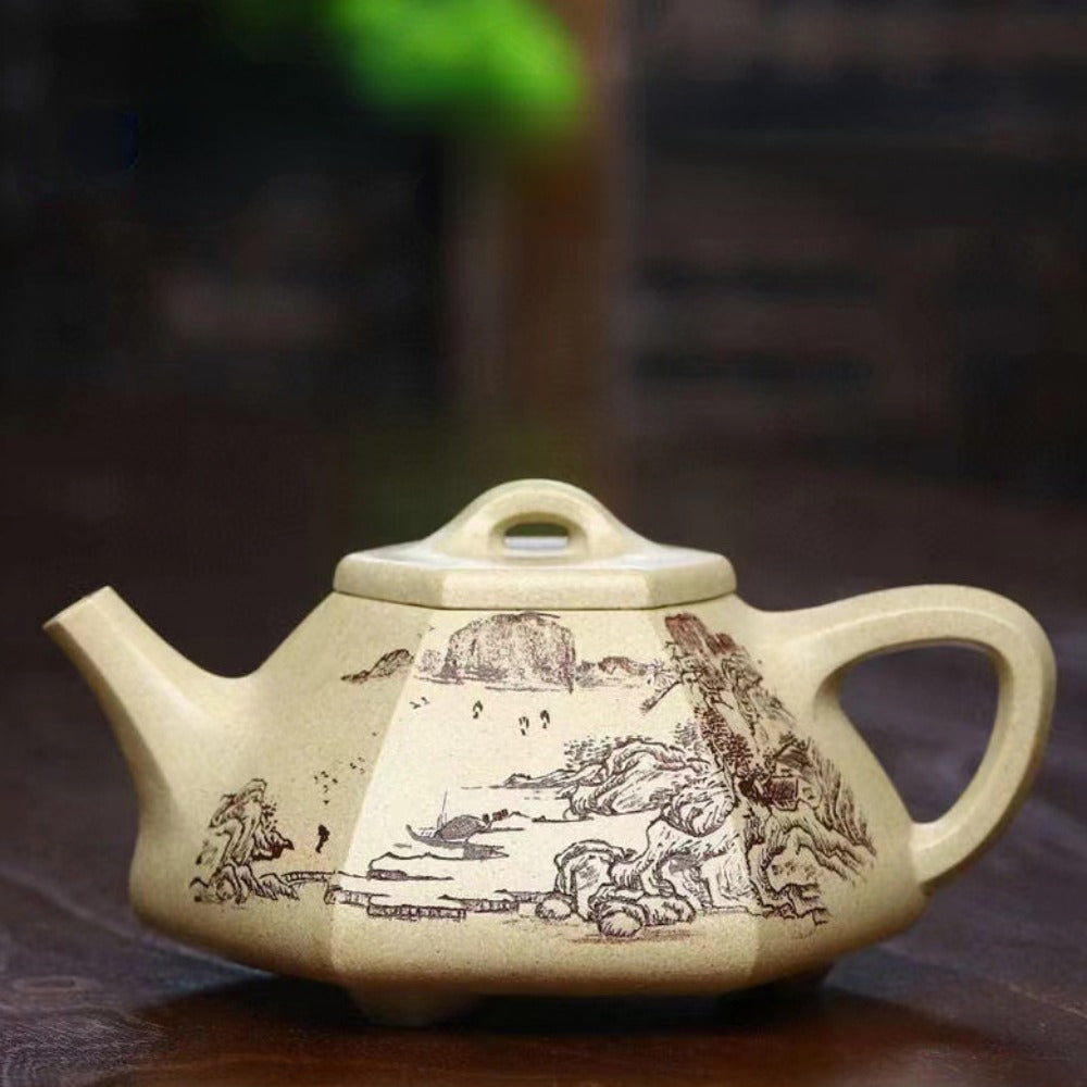 Full Handmade Yixing Zisha Teapot [Liufang Ziye Shi Piao Pot] (Bensan Lu Ni - 300ml) - YIQIN TEA HOUSE | yiqinteahouse.com | 200-300ml, full handmade zisha teapot, new arrival, teapot, teaware