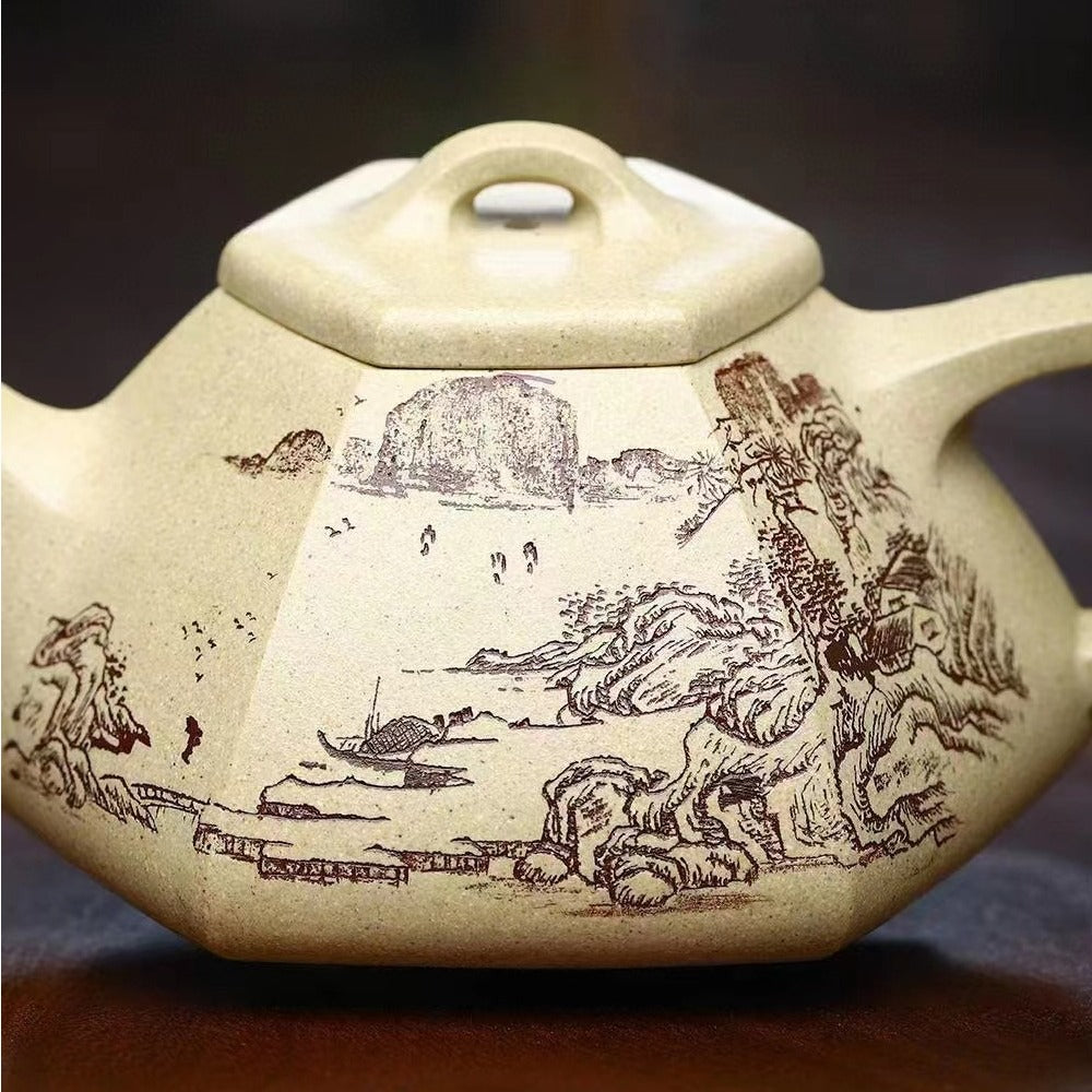 Full Handmade Yixing Zisha Teapot [Liufang Ziye Shi Piao Pot] (Bensan Lu Ni - 300ml) - YIQIN TEA HOUSE | yiqinteahouse.com | 200-300ml, full handmade zisha teapot, new arrival, teapot, teaware