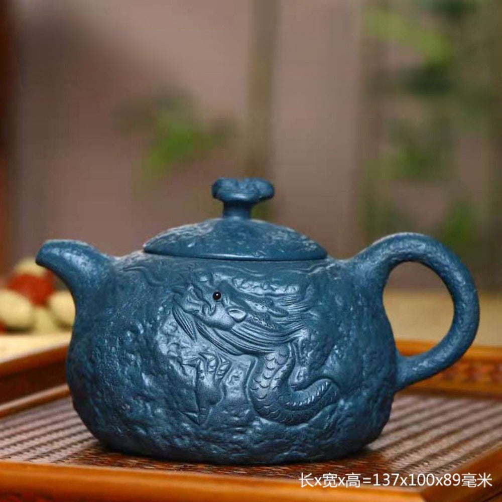 Full Handmade Yixing Zisha Teapot [Long Gong Chun Pot] (Tian Qing Ni - 320ml) - YIQIN TEA HOUSE | yiqinteahouse.com | >300ml, full handmade zisha teapot, new arrival, teapot, teaware