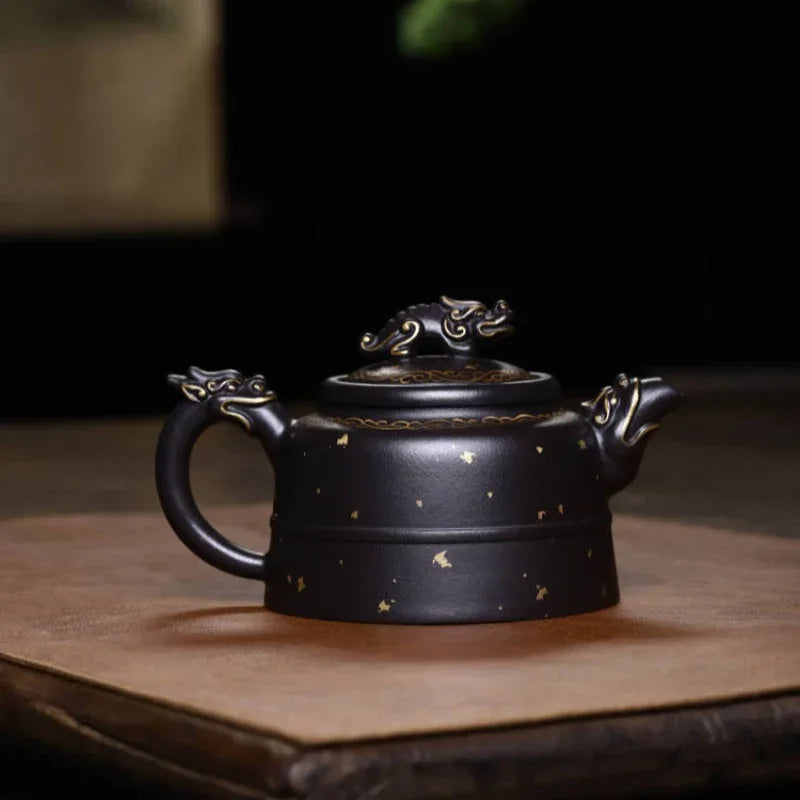 Teko Zisha Yixing Buatan Tangan Sepenuhnya [Long Quan Pot] (Shi Huang - 350ml)