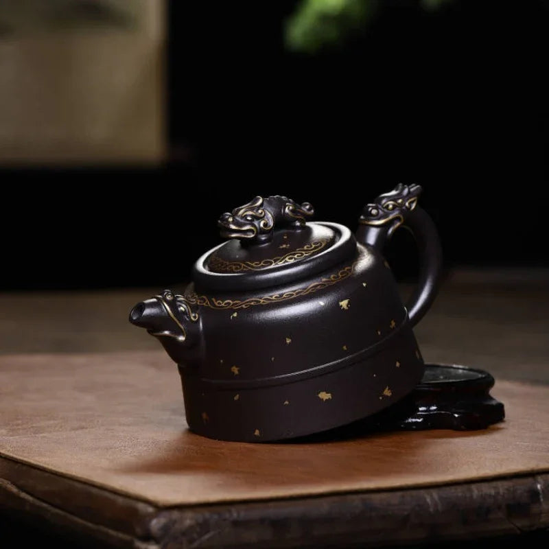 Teko Zisha Yixing Buatan Tangan Sepenuhnya [Long Quan Pot] (Shi Huang - 350ml)