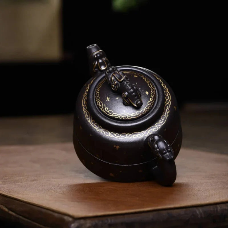 Teko Zisha Yixing Buatan Tangan Sepenuhnya [Long Quan Pot] (Shi Huang - 350ml)