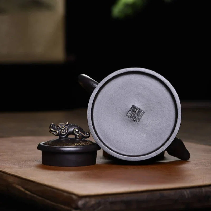 Teko Zisha Yixing Buatan Tangan Sepenuhnya [Long Quan Pot] (Shi Huang - 350ml)