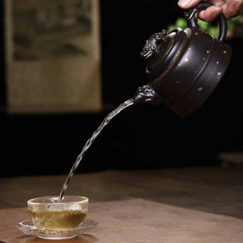 Teko Zisha Yixing Buatan Tangan Sepenuhnya [Long Quan Pot] (Shi Huang - 350ml)