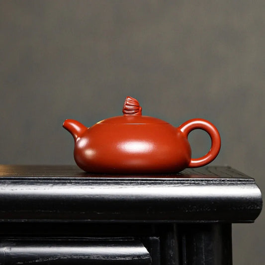 Full Handmade Yixing Zisha Teapot [Lotus Pod Half Moon Pot] (Dahongpao - 170ml) - YIQIN TEA HOUSE | yiqinteahouse.com | <200ml, full handmade zisha teapot, new arrival, teapot, teaware