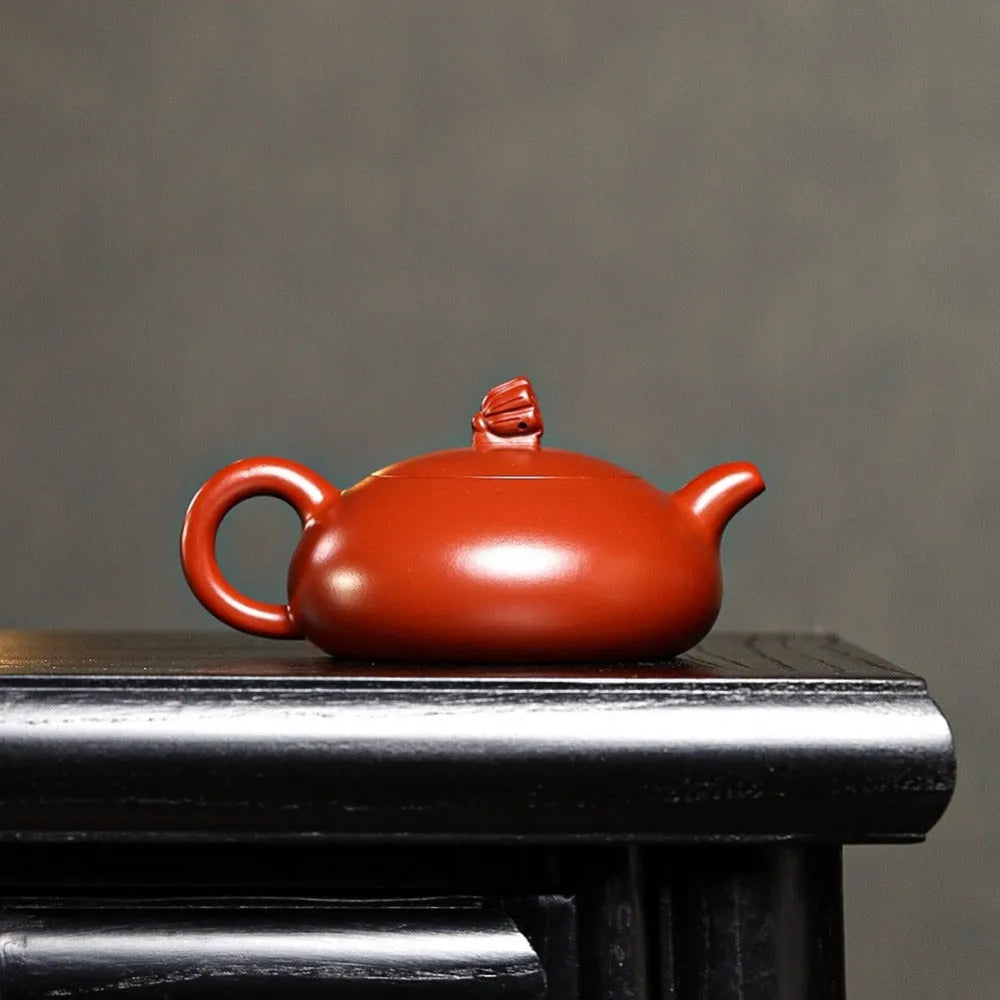 Full Handmade Yixing Zisha Teapot [Lotus Pod Half Moon Pot] (Dahongpao - 170ml) - YIQIN TEA HOUSE | yiqinteahouse.com | <200ml, full handmade zisha teapot, new arrival, teapot, teaware