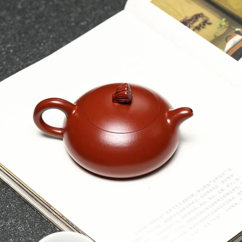 Full Handmade Yixing Zisha Teapot [Lotus Pod Half Moon Pot] (Dahongpao - 170ml) - YIQIN TEA HOUSE | yiqinteahouse.com | <200ml, full handmade zisha teapot, new arrival, teapot, teaware