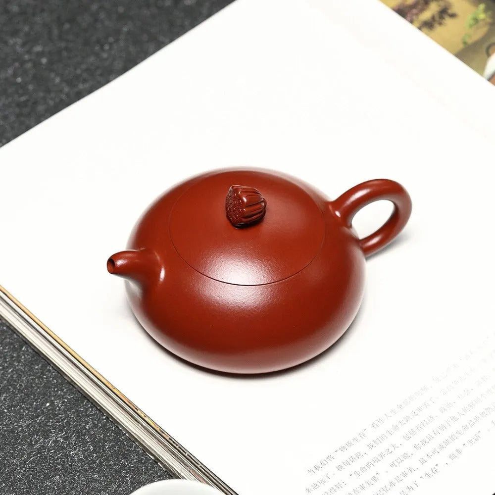 Full Handmade Yixing Zisha Teapot [Lotus Pod Half Moon Pot] (Dahongpao - 170ml) - YIQIN TEA HOUSE | yiqinteahouse.com | <200ml, full handmade zisha teapot, new arrival, teapot, teaware