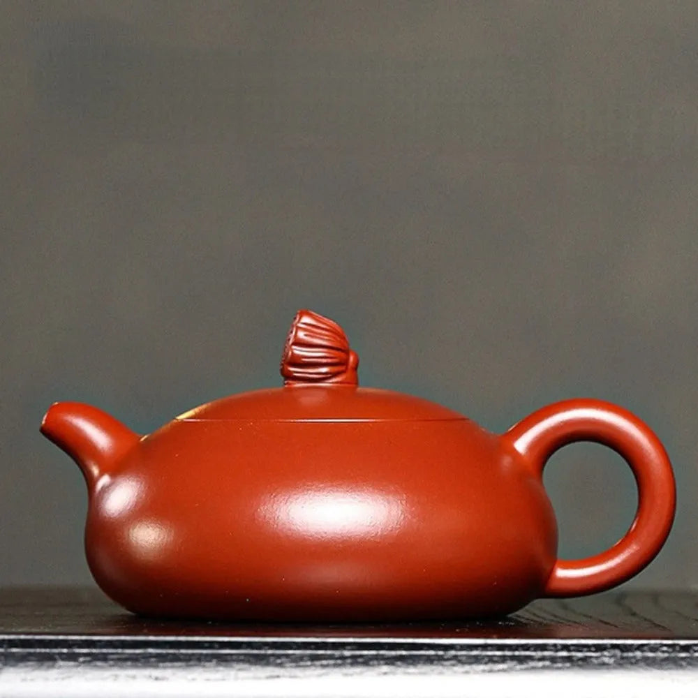 Full Handmade Yixing Zisha Teapot [Lotus Pod Half Moon Pot] (Dahongpao - 170ml) - YIQIN TEA HOUSE | yiqinteahouse.com | <200ml, full handmade zisha teapot, new arrival, teapot, teaware