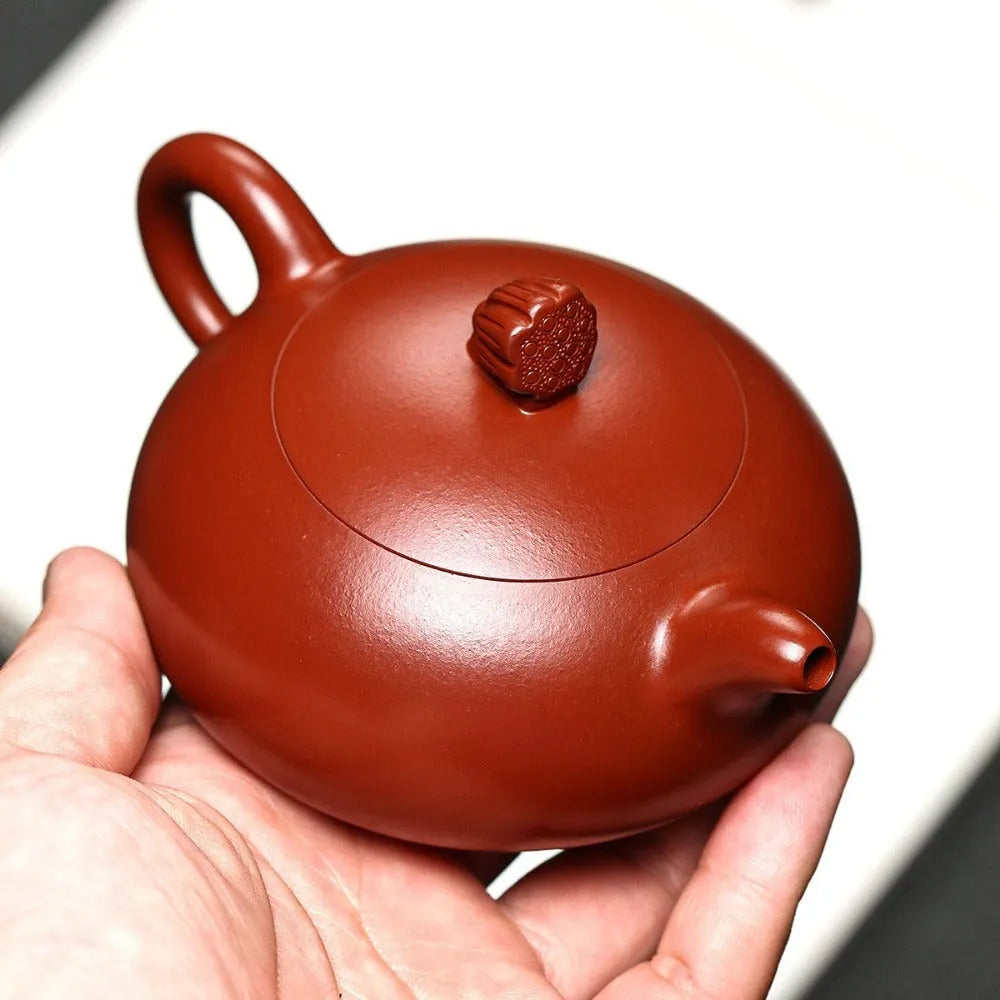 Full Handmade Yixing Zisha Teapot [Lotus Pod Half Moon Pot] (Dahongpao - 170ml) - YIQIN TEA HOUSE | yiqinteahouse.com | <200ml, full handmade zisha teapot, new arrival, teapot, teaware