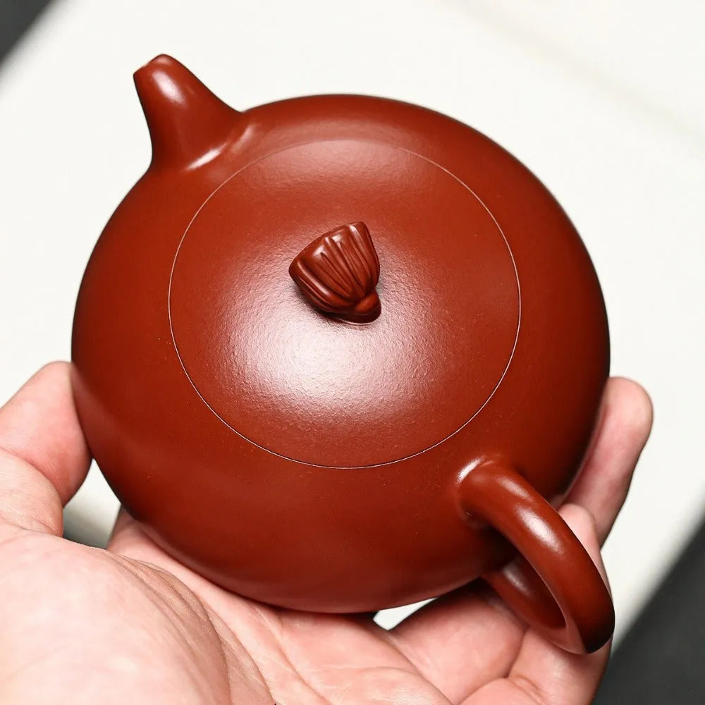 Full Handmade Yixing Zisha Teapot [Lotus Pod Half Moon Pot] (Dahongpao - 170ml) - YIQIN TEA HOUSE | yiqinteahouse.com | <200ml, full handmade zisha teapot, new arrival, teapot, teaware