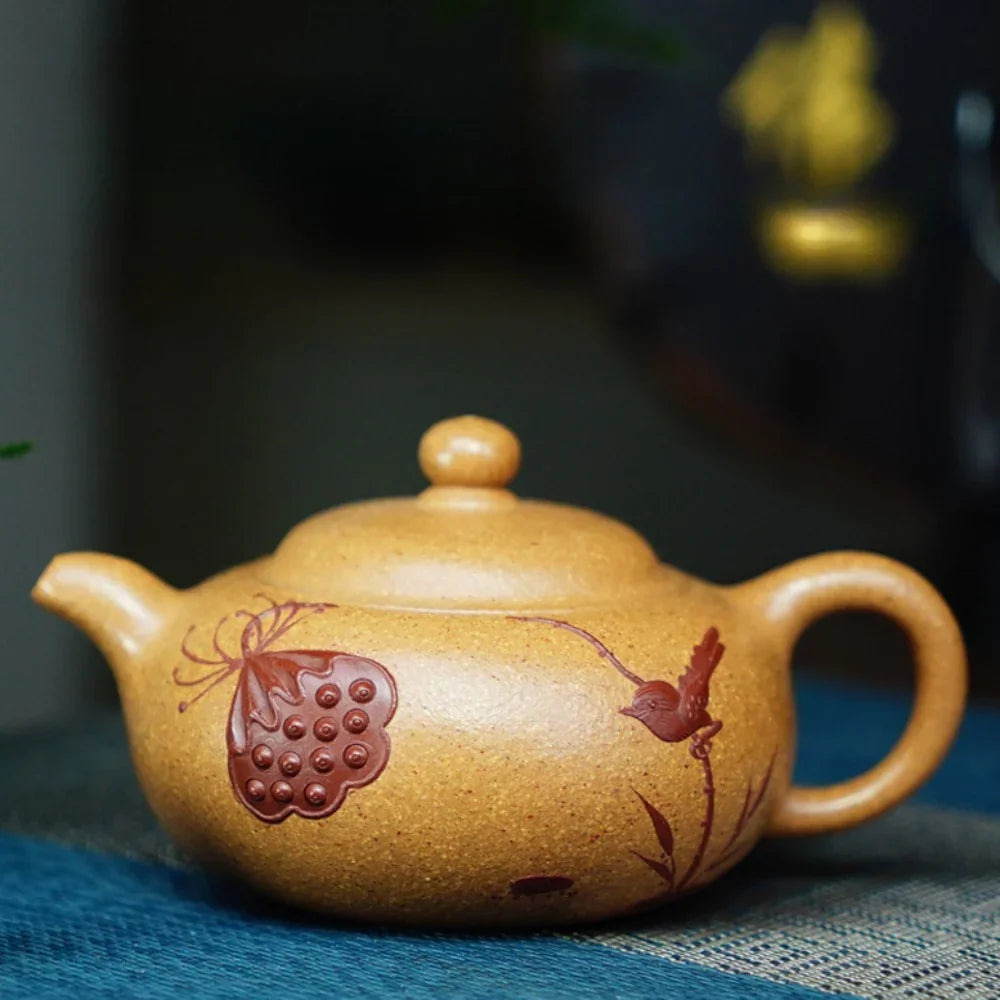 Full Handmade Yixing Zisha Teapot [Lotus Yuan Zhu Pot] (Wucai Lao Duan Ni - 220ml) - YIQIN TEA HOUSE | yiqinteahouse.com | 200-300ml, full handmade zisha teapot, teapot, teaware