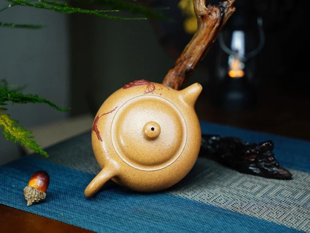 Full Handmade Yixing Zisha Teapot [Lotus Yuan Zhu Pot] (Wucai Lao Duan Ni - 220ml) - YIQIN TEA HOUSE | yiqinteahouse.com | 200-300ml, full handmade zisha teapot, teapot, teaware