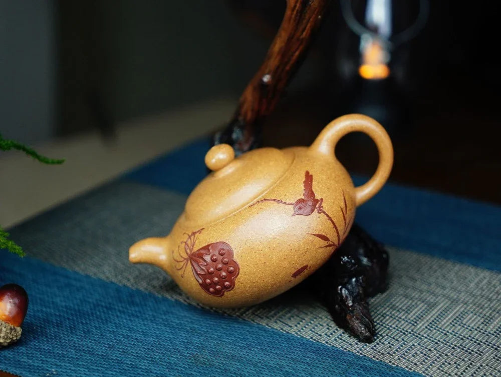 Full Handmade Yixing Zisha Teapot [Lotus Yuan Zhu Pot] (Wucai Lao Duan Ni - 220ml) - YIQIN TEA HOUSE | yiqinteahouse.com | 200-300ml, full handmade zisha teapot, teapot, teaware