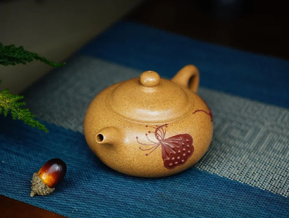 Full Handmade Yixing Zisha Teapot [Lotus Yuan Zhu Pot] (Wucai Lao Duan Ni - 220ml) - YIQIN TEA HOUSE | yiqinteahouse.com | 200-300ml, full handmade zisha teapot, teapot, teaware